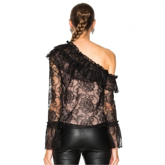 NEW NICHOLAS REVOLVE BLACK LACE ONE SHOULDER TOP - Picture 6 of 8